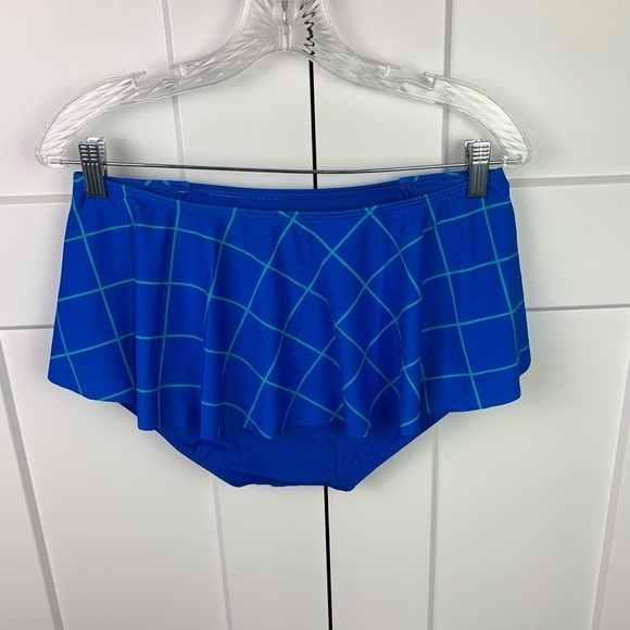 NWT Spanx Size 12 Flirty Skirted Swim Bottom Electric Blue Geo Bikini Suit - Picture 9 of 9